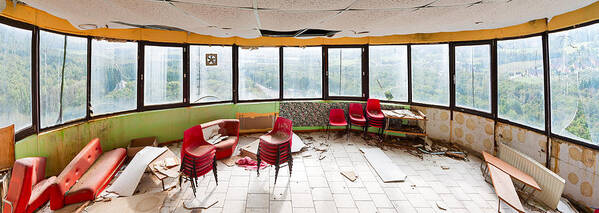 Abandoned Building Art Print featuring the photograph Abandoned tower restaurant - Urban panorama by Dirk Ercken