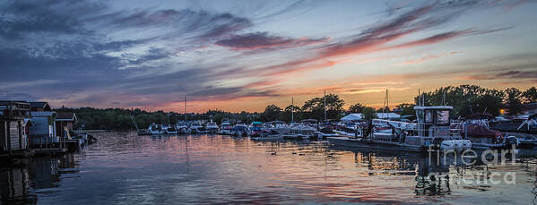 Boat Art Print featuring the photograph Boats at Sunset by Joann Long