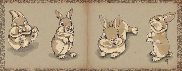 Sketch Art Print featuring the painting Bunny sketch by Veronica Minozzi