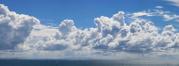 Clouds Art Print featuring the photograph Clouds Over Catalina Island - Panorama by Gene Parks
