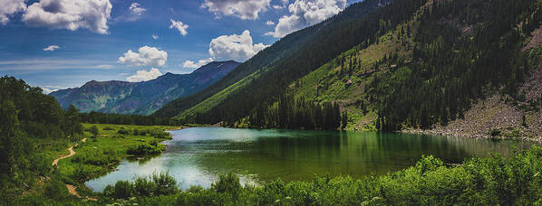 Aspen Art Print featuring the photograph Maroon Lake Panorama by Andy Konieczny