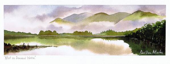 Mist Art Print featuring the painting Mist on Derwent Water by Paul Dene Marlor