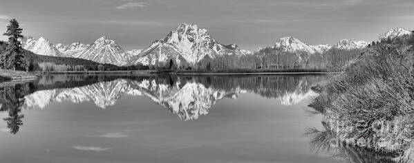 Oxbow Art Print featuring the photograph Oxbow Bend Panorama Black And White by Adam Jewell