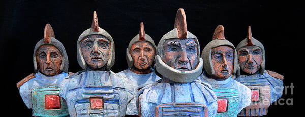 Warriors Art Print featuring the photograph Roman Warriors - Bust sculpture - Roemer - Romeinen - Antichi Romani - Romains - Romarere by Helga Pohlen \ Urft Valley Art