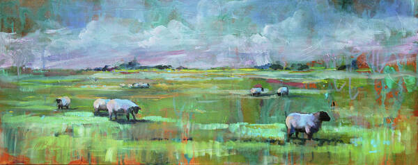 Sheep Art Print featuring the painting Sheep of His Field by Susan Bradbury