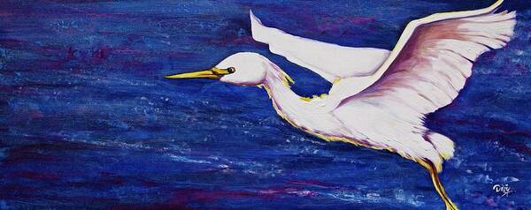 Soaring Over Egret Bay Art Print featuring the painting Soaring Over Egret Bay by Debi Starr