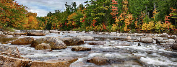 Albany New Hampshire Art Print featuring the photograph Swift River runs through fall colors by Jeff Folger