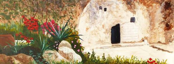 Garden Tomb Art Print featuring the painting The Garden Tomb Jerusalem by Nigel Radcliffe