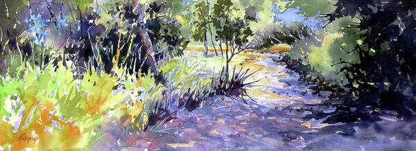 Landscape Art Print featuring the painting Trail Shadows by Rae Andrews