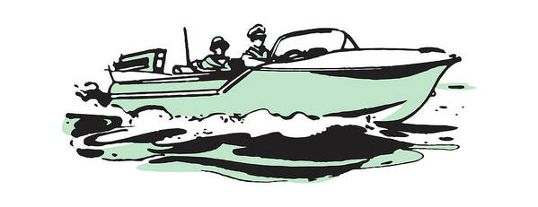 Activity Art Print featuring the drawing Speedboat #2 by CSA Images