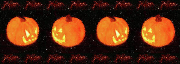 Pumpkin Art Print featuring the digital art Angry Pumpkins Banner by Richard De Wolfe