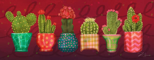 Cactus Art Print featuring the mixed media Cactus Friends by Shari Warren