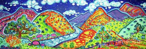 Colorful Art Art Print featuring the painting Embudo Valley Nightfall by Rachel Houseman