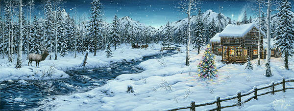 Mountain Holiday Art Print featuring the painting Mountain Holiday by Jeff Tift