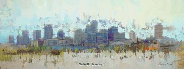 Nashville Art Print featuring the digital art Nashville Skyline by Bonnie Willis