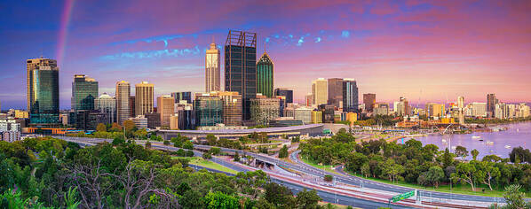 Landscape Art Print featuring the photograph Perth. Panoramic Cityscape Image by Rudi1976