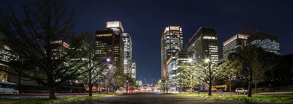 Panoramic Art Print featuring the photograph Tokyo Station And Marunouhi Business by Glidei7