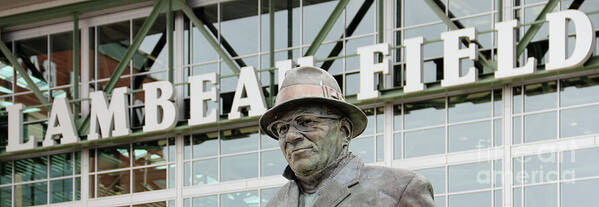 Vince Lombardi Statue Art Print featuring the photograph Vince Lombardi Statue and Lambeau Field 4432 by Jack Schultz