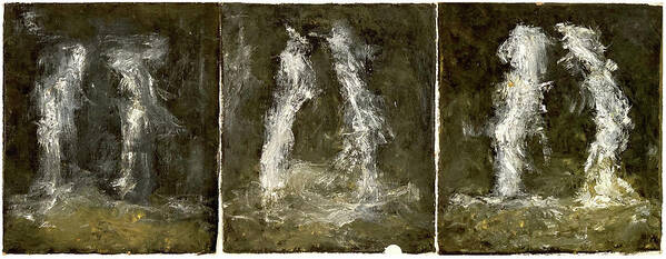Triptychon Art Print featuring the painting A conversation Triptychon by David Euler