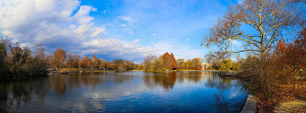 Water Art Print featuring the photograph Blue Sky and Clouds Over the Lake at Centennial Park by Marcus Jones