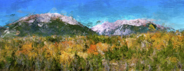 Colorado Rocky Mountains Art Print featuring the digital art Colorado Rocky Mountains in the Fall by SnapHappy Photos