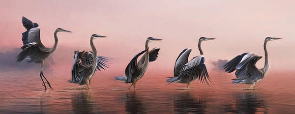 Heron Art Print featuring the digital art Dance of the Blue Heron by Brad Barton