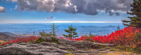 Grandfather Mountain Art Print featuring the photograph Grandfather Mountain 09/10 Panorama 10/17/2016 by Jim Dollar