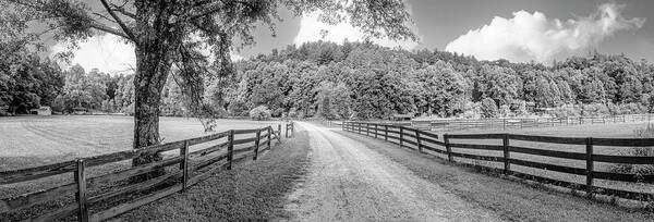 Barns Art Print featuring the photograph Hidden Valley Road Panorama Black and White by Debra and Dave Vanderlaan
