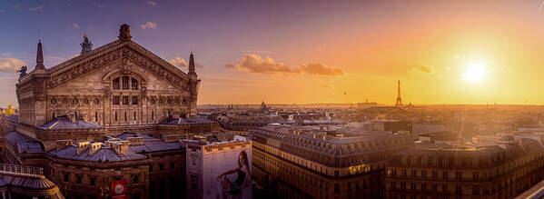 Eiffel Tower Art Print featuring the photograph Paris Opera Golden Hour by Serge Ramelli