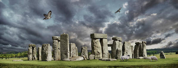 Landscapes Art Print featuring the photograph Ancient Stone - Photo of Stonehenge stone circle #1 by Paul E Williams