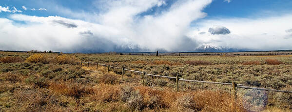 Snow Art Print featuring the photograph Snow Storm Grand Tetons by Mark Duehmig
