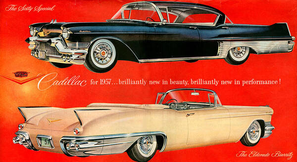 Usa Art Print featuring the drawing 1950s Usa Cadillac Magazine Advert by The Advertising Archives