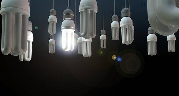 Mind Art Print featuring the digital art Leadership Hanging Lightbulb #1 by Allan Swart