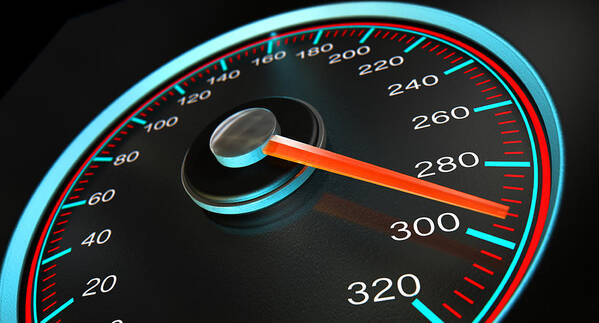 Car Art Print featuring the digital art Speedometer Fast Speed #1 by Allan Swart