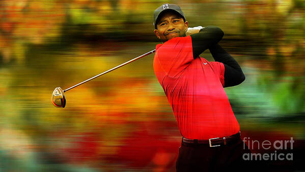 Tiger Photographs Art Print featuring the mixed media Tiger Woods #1 by Marvin Blaine