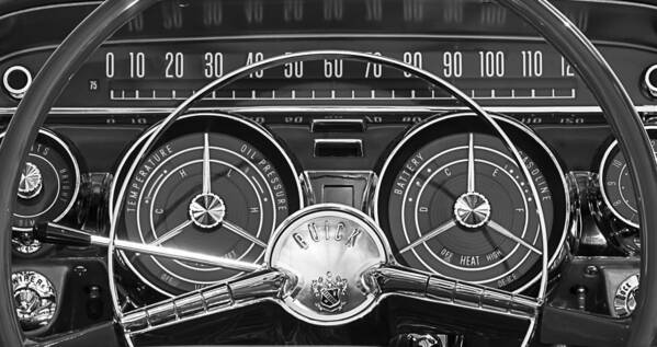 1959 Buick Lesabre Art Print featuring the photograph 1959 Buick Lasabre Steering Wheel by Jill Reger