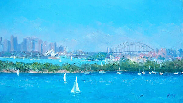 Sydney Harbour Art Print featuring the painting Sydney Harbour and the Opera House by Jan Matson #7 by Jan Matson