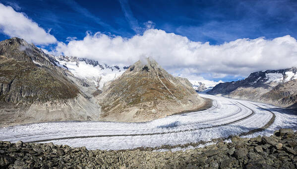 Aletsch Glacier Art Print featuring the photograph Aletsch Glacier on a beautiful sunny day by Matthias Hauser