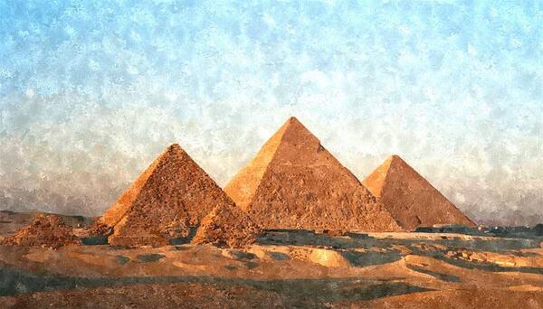 Ancient Art Print featuring the painting Ancient Egypt the Pyramids at Giza by Gianfranco Weiss