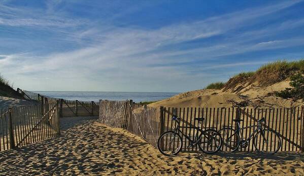 Bicycles Art Print featuring the photograph Bicycles on the Beach by Marisa Geraghty Photography