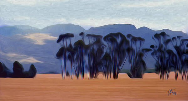 Farm Lands Art Print featuring the digital art Blue Gum Procession by Vincent Franco