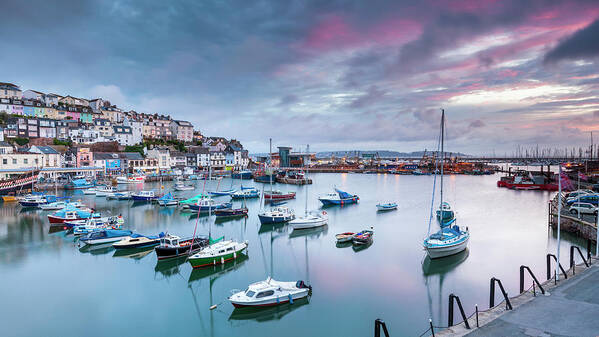 Tranquility Art Print featuring the photograph Boats Moored In Harbour by Sebastian Wasek