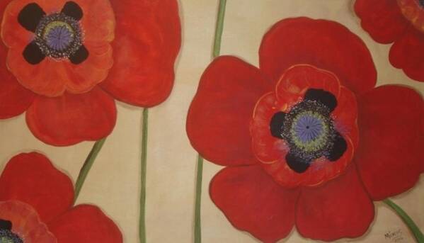 Poppy Art Print featuring the painting Bold Poppies by Cindy Micklos