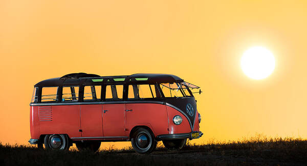 23 Window Art Print featuring the photograph Bus at Sunset by Richard Kimbrough