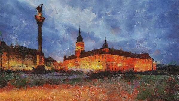 Poland Art Print featuring the painting Castle Square in Warsaw by Maciek Froncisz