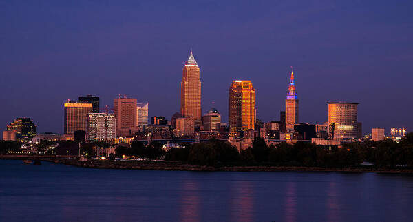  Cleveland Skyline Art Print featuring the photograph Cleveland At Twilight by Dale Kincaid