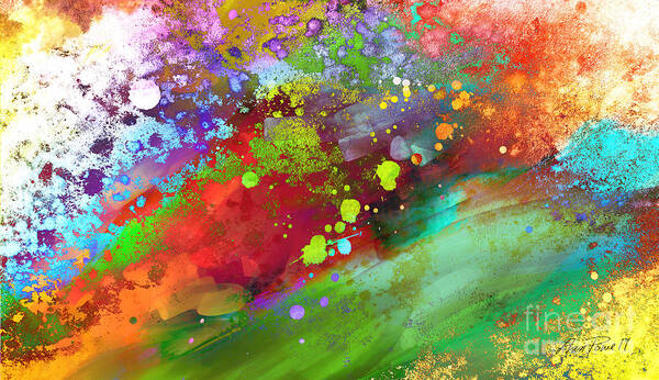 Abstract Art Print featuring the painting Color Explosion abstract art by Ann Powell