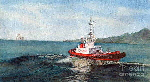 Boats Art Print featuring the painting Crowley Tug by Sandy Linden