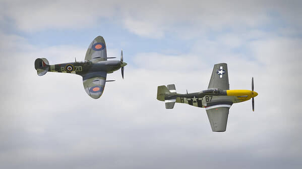 Ferocious Frankie Art Print featuring the photograph Cruising Spitfire and Mustang by Maj Seda