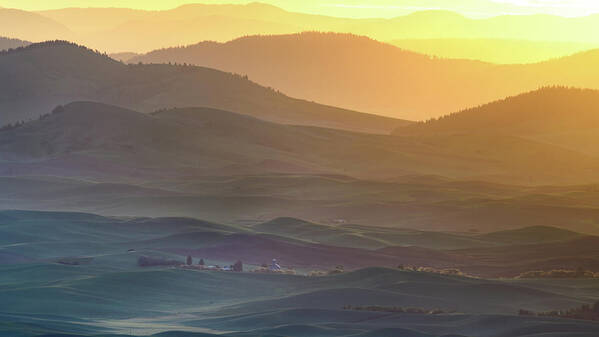 Sunrise Art Print featuring the photograph Horizon Profile Of Palouse by ??? / Austin